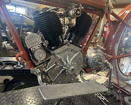 It is always a milestone in the restoration of a motorcycle when the restored engine is placed in the frame.